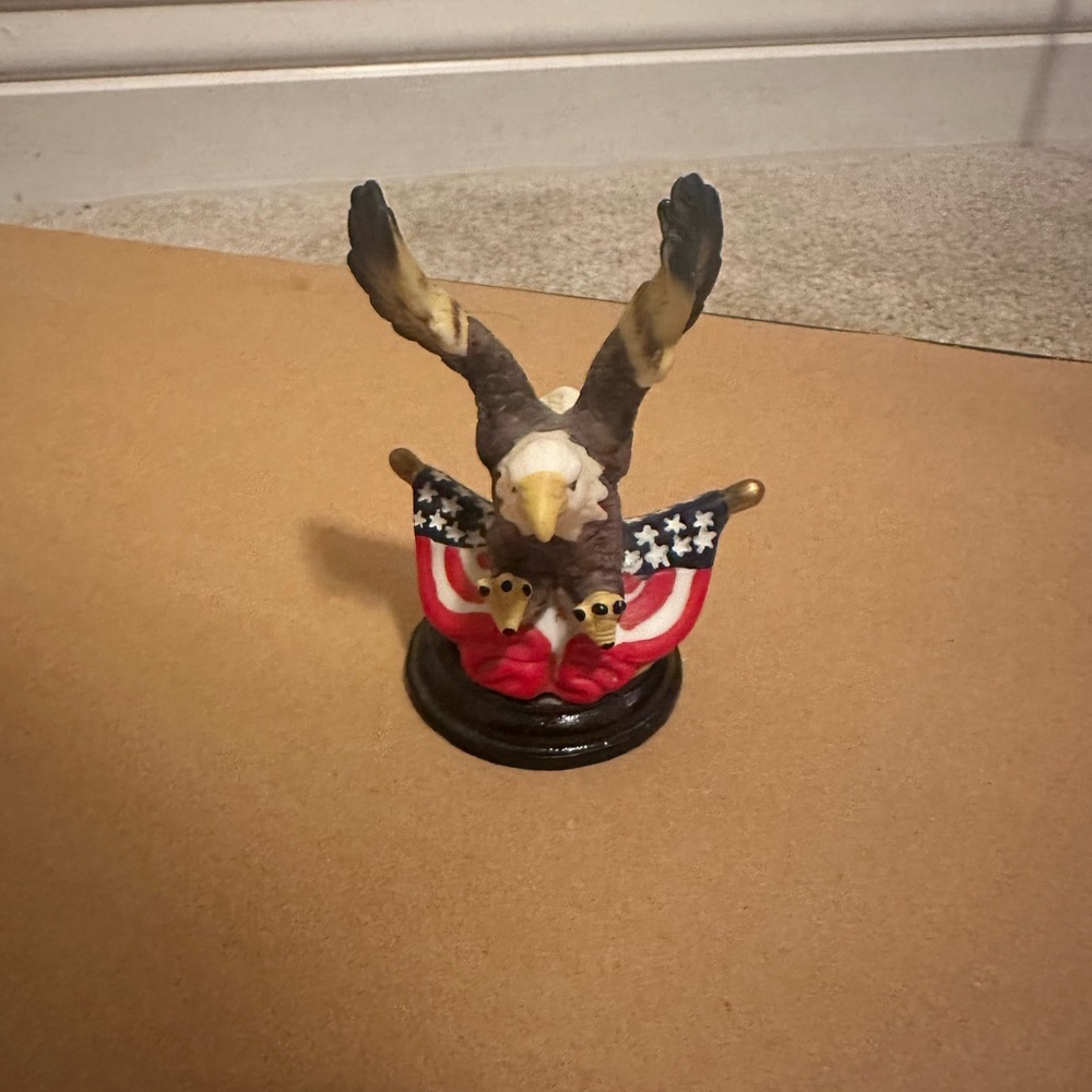 Patriotic Eagle Figurine with American Flag